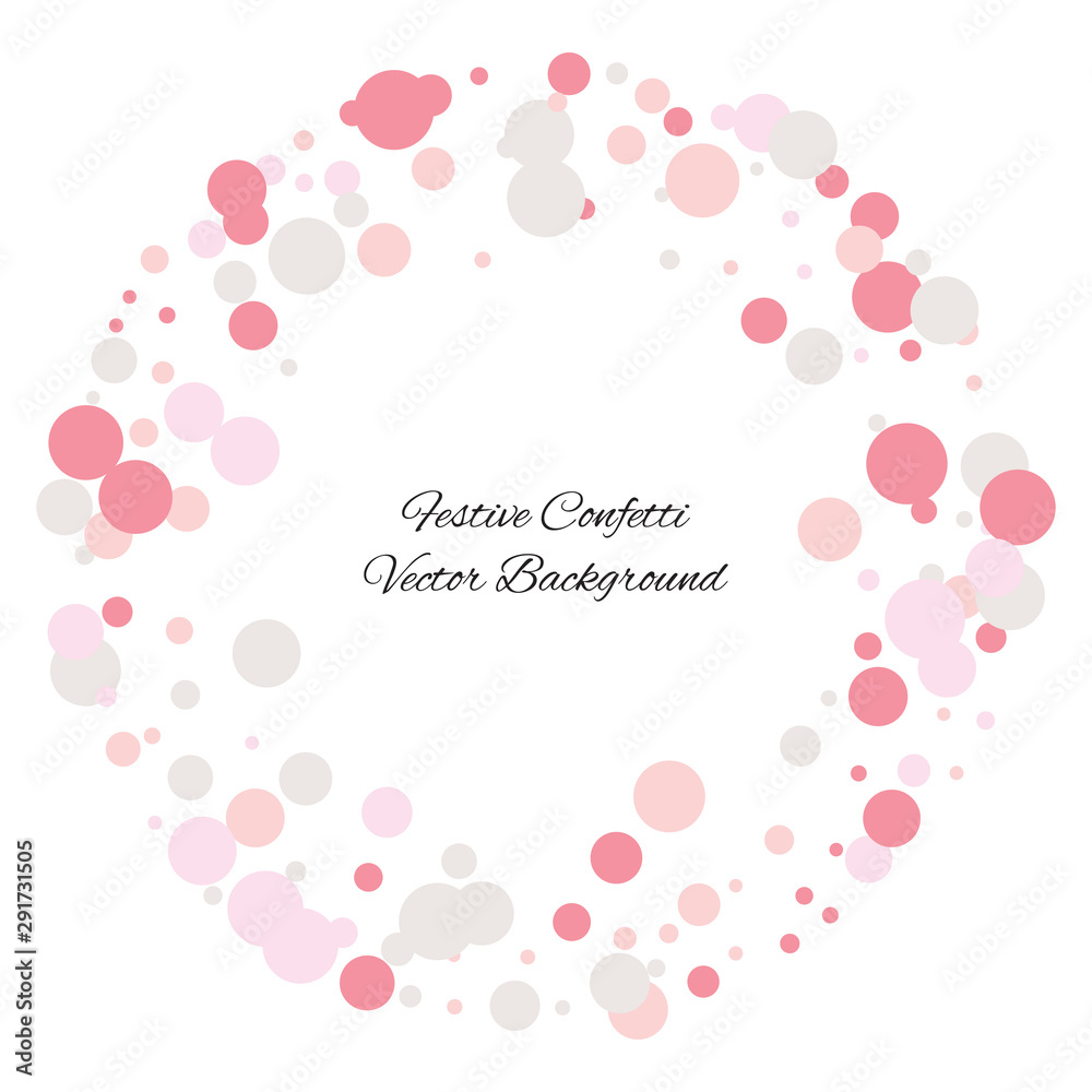 Festive color round confetti background. Square frame confetti texture for holiday, postcard, poster, website, carnivals, birthday and children's parties. Cover confetti mock-up. Wedding card layout