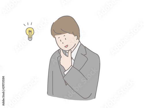 若いビジネスパーソン　ひらめく