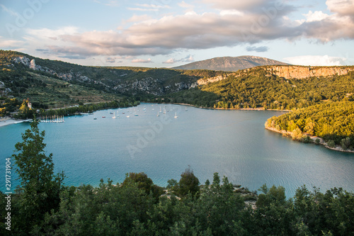 Fototapeta Naklejka Na Ścianę i Meble -  Sunset above lake - Provence, France