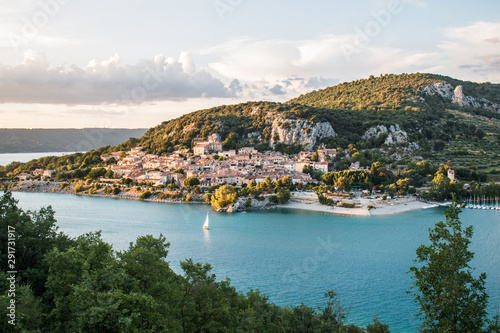 Village ashore lake - Provence, France