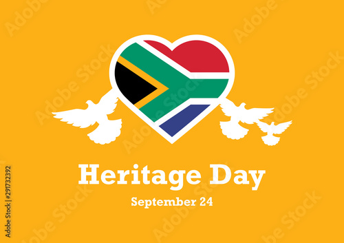 Heritage Day vector. The flag of South Africa. Flag of South Africa in Heart shape. South Africa flag heart. Heritage Day Poster, September 24. Important day