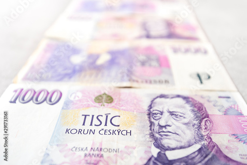 Czech money, paper banknotes, thousands of crowns photo
