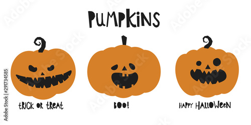 Halloween pumpkin, classic colors black orange, party invitation, banner background, hand drawing vector