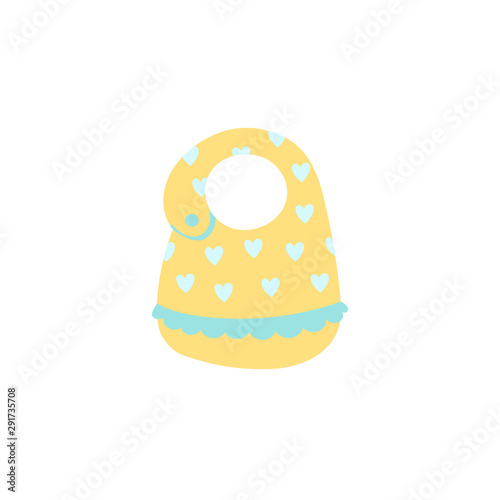 Cartoon style icon of the baby bib for a happy child. 