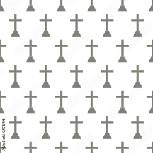 Seamless pattern with tombstone on white background, vector illustration