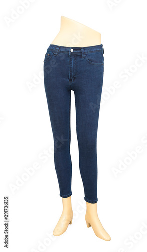 Fashion stretch jeans for women on a white background