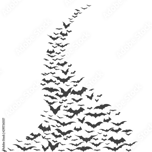 Halloween flying bats on white background, vector illustration