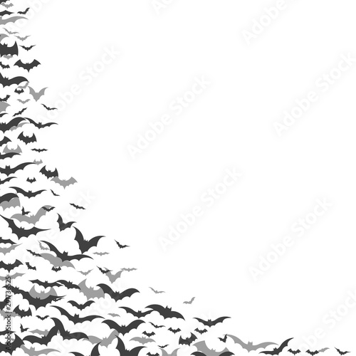 Halloween flying bats on white background, vector illustration