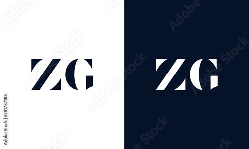 Minimalist abstract letter ZG logo. This logo icon incorporate with two abstract shape in the creative way.