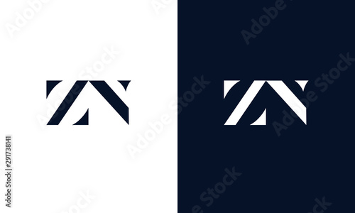 Minimalist abstract letter ZN logo. This logo icon incorporate with two abstract shape in the creative way.