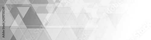 Grey abstract hi-tech low poly geometric banner design. Monochrome futuristic background. Vector illustration