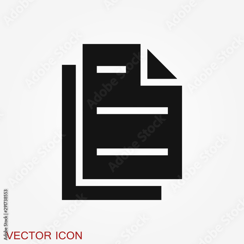 Document flat icon, Document vector icon. Illustration for graphic and web design