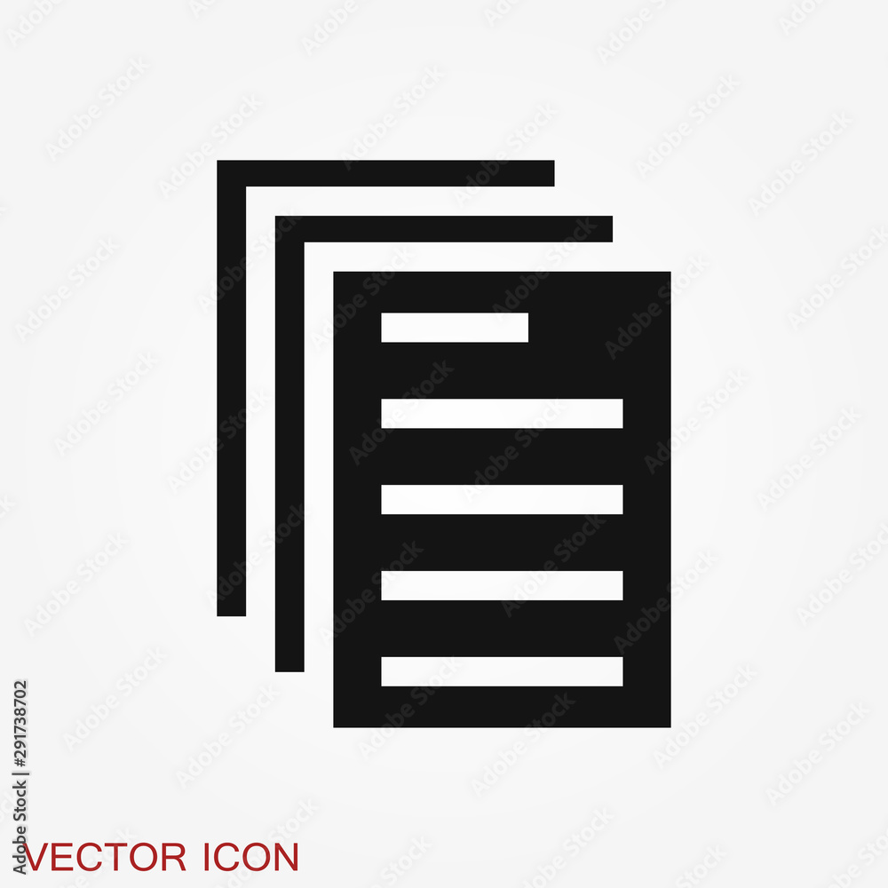 Document flat icon, Document vector icon. Illustration for graphic and web design