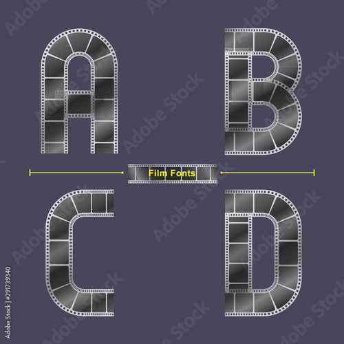 Alphabet Film stripe style in a set ABCD