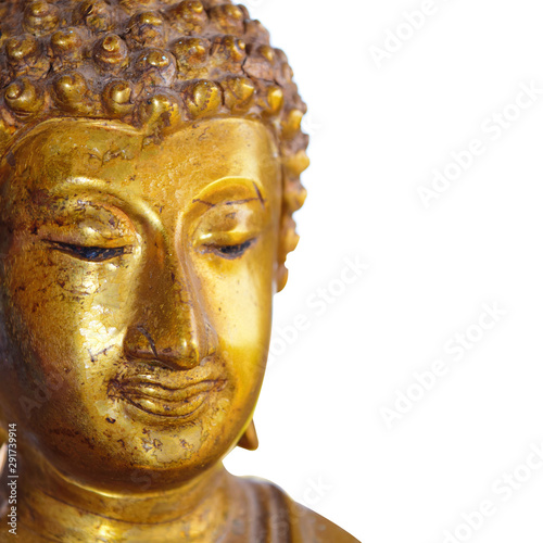 Picture golden buddha statue isolated on white background ,thailand