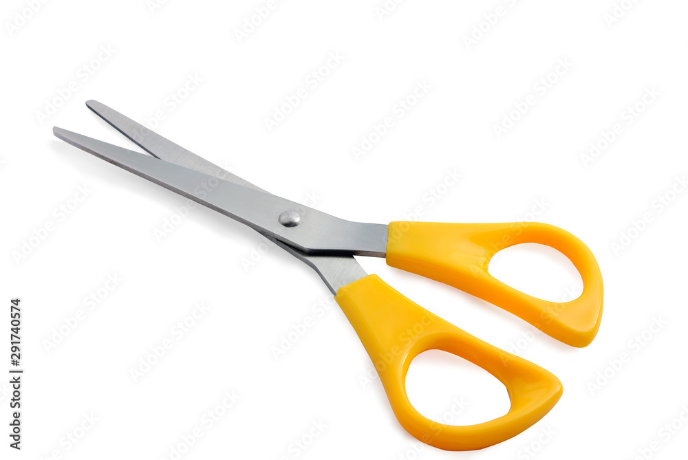 yellow scissors isolated on white background yellow scissors isolated on white background