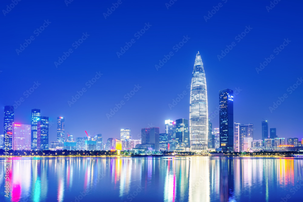 Obraz premium Shenzhen City Skyline and Nightscape of Architectural Landscape