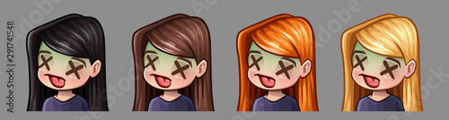 Emotion icons sick girl for social networks and stickers