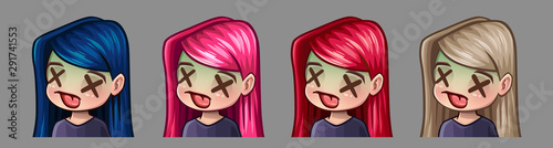 Emotion icons sick girl for social networks and stickers