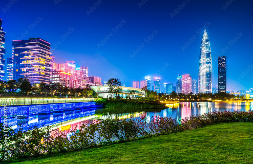 Shenzhen City Skyline and Nightscape of Architectural Landscape