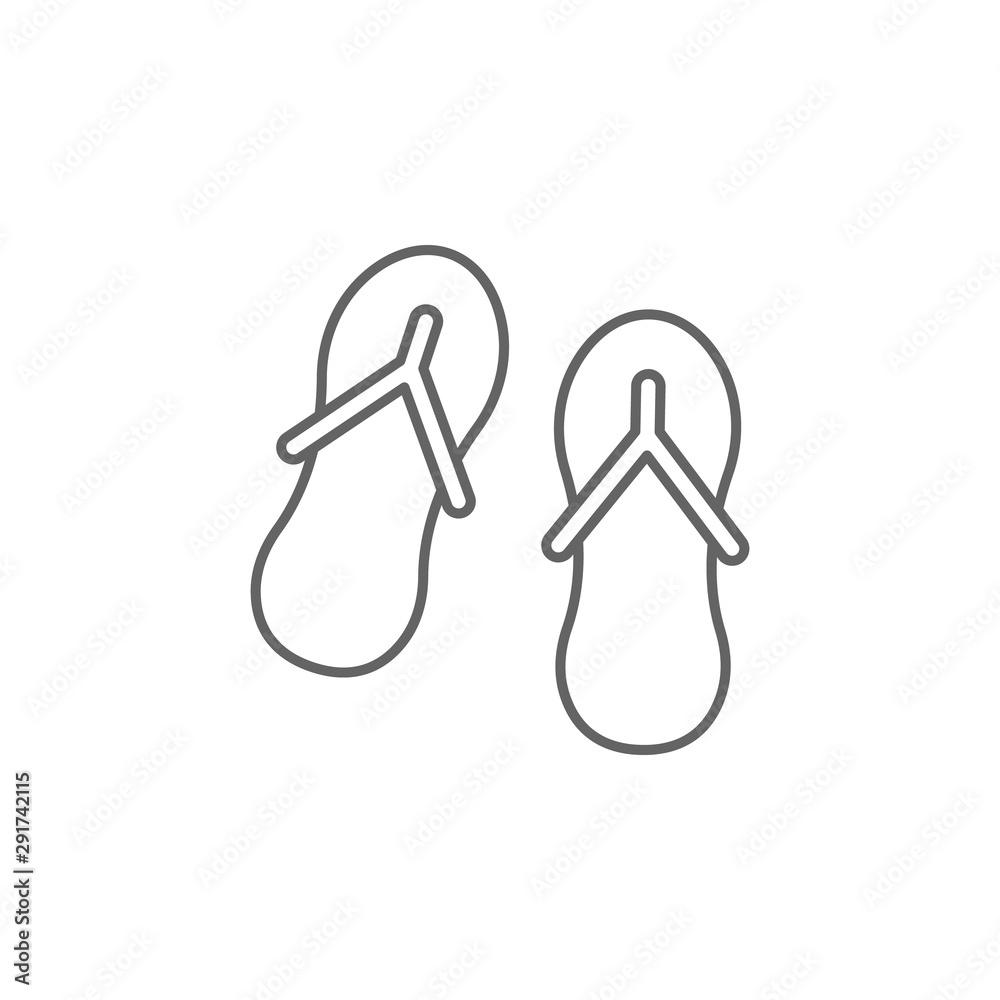 Flip flops icon. Element of swimming poll thin line icon Flip flops icon. Element of swimming poll thin line icon