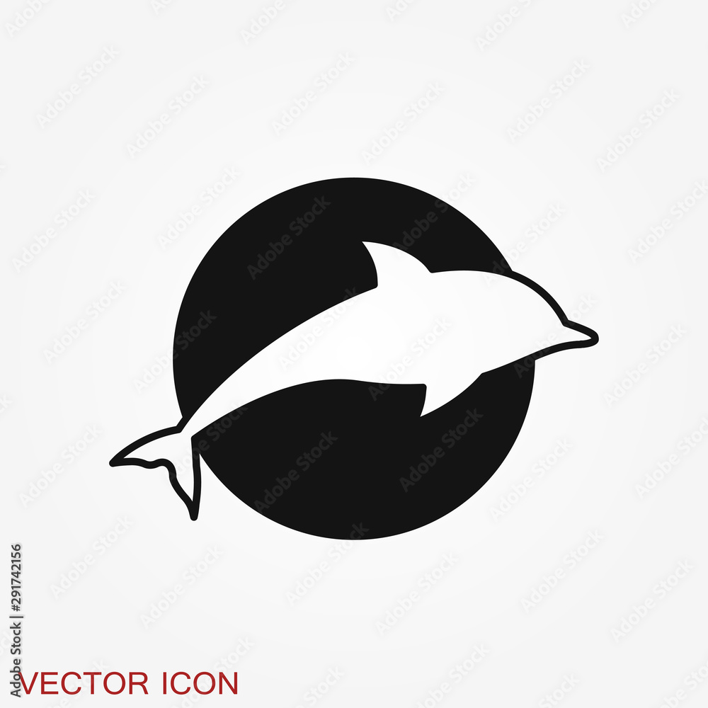 Dolphin icon, aquatic mammal vector icon for animal apps and websites Dolphin icon, aquatic mammal vector icon for animal apps and websites