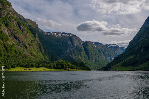 Mountains and Neroyfjord(Sognefjord) in Norway. Clouds and blue sky. July 2019 © Сергій Вовк