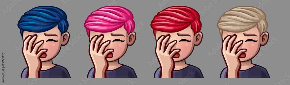 Emotion icons facepalm boy for social networks and stickers. Vector illustration Emotion icons facepalm boy for social networks and stickers. Vector illustration