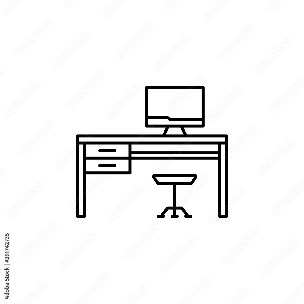 Workplace, work table icon. Element of workplace thin line icon Workplace, work table icon. Element of workplace thin line icon