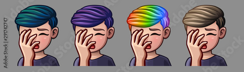 Emotion icons facepalm boy for social networks and stickers. Vector illustration