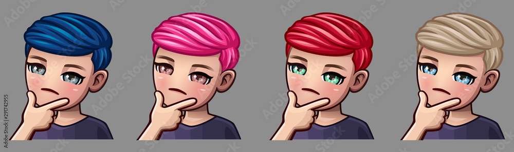 Emotion icons suspicious boy for social networks and stickers. Vector illustration Emotion icons suspicious boy for social networks and stickers. Vector illustration