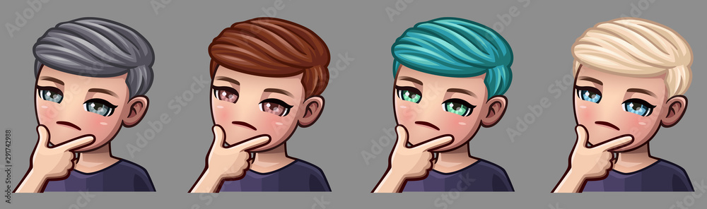 Emotion icons suspicious boy for social networks and stickers. Vector illustration