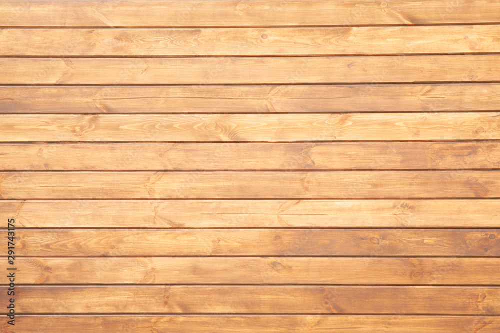 Fototapeta premium Light brown wooden texture with horizontal planks, desk or wall surface