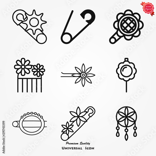 Brooch icon. Flat design isolated vector illustrations