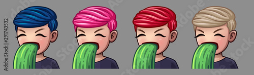 Emotion icons sick boy for social networks and stickers. Vector illustration