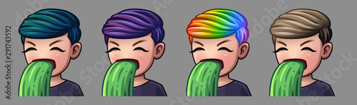 Emotion icons sick boy for social networks and stickers. Vector illustration