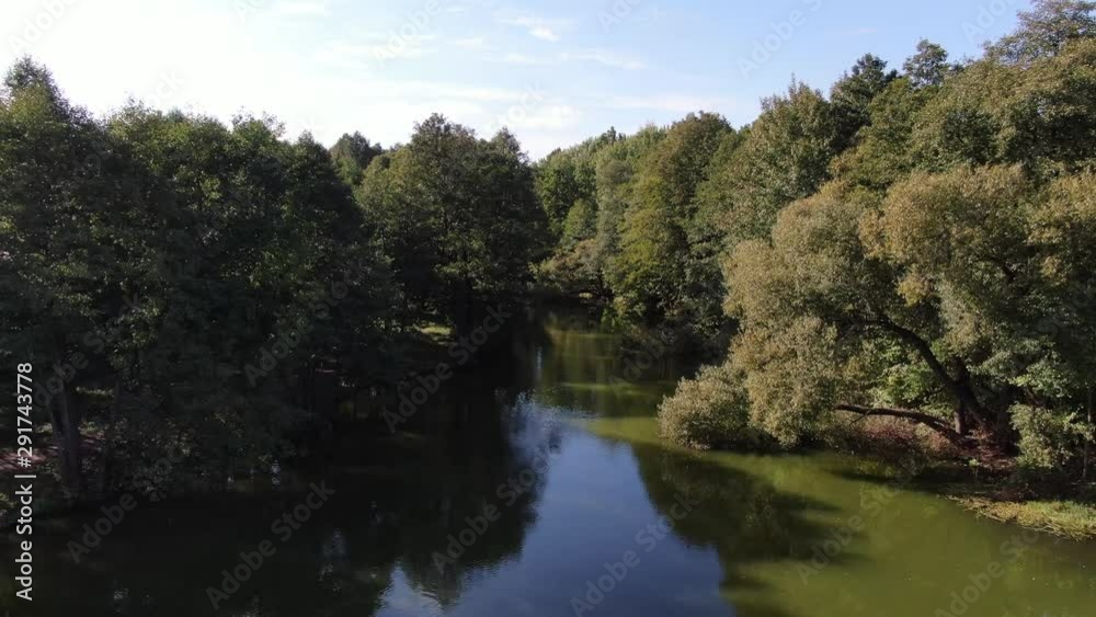 river in the autumn forest. Shot on a quadrocopter river in the autumn forest. Shot on a quadrocopter