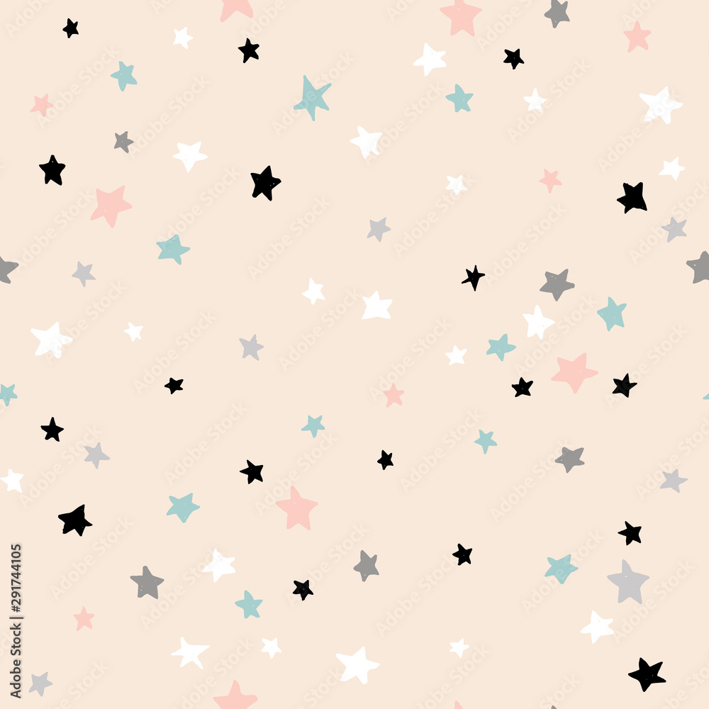 Seamless abstract pattern with stars. Creative kids texture for fabric