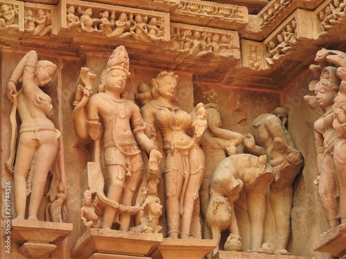 The frescoes are erotic inside the temples of the Western group including Visvanatha-Khajuraho, Madhya Pradesh, India, UNESCO heritage