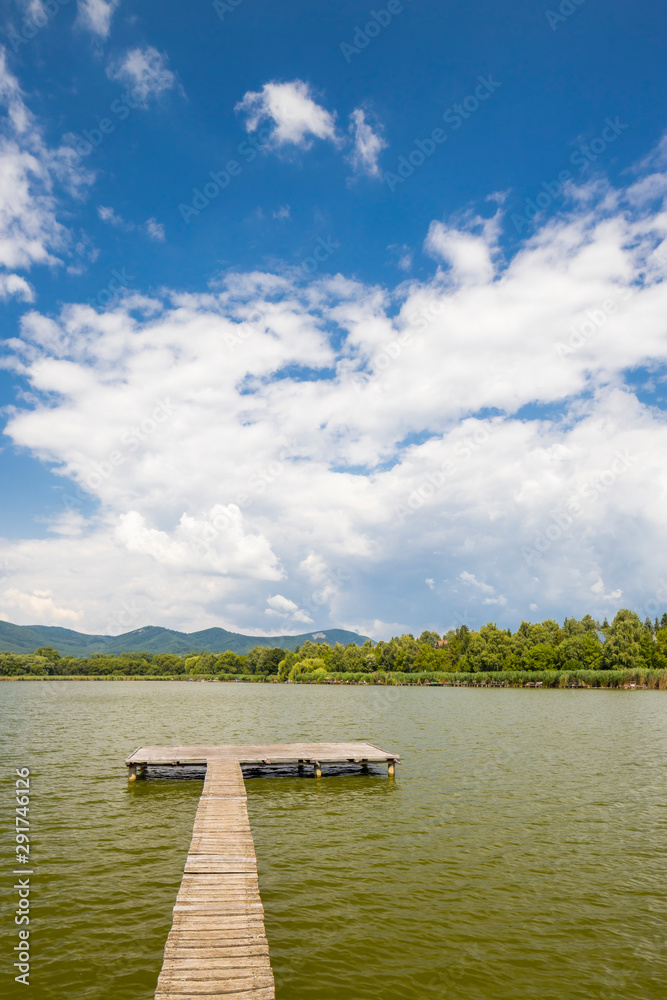 Pier on the pond Jenoi-to, Hungary