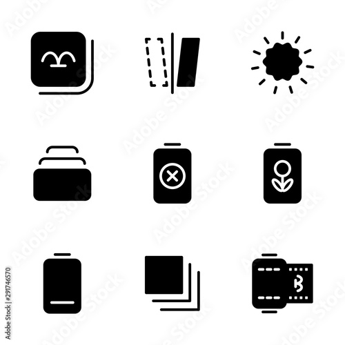 Photo editor icon set include gallery, device, photos, set, camera, mirror, option, day, light, optional, photo set, galery, battery, cross, none, green, ecologic, charging