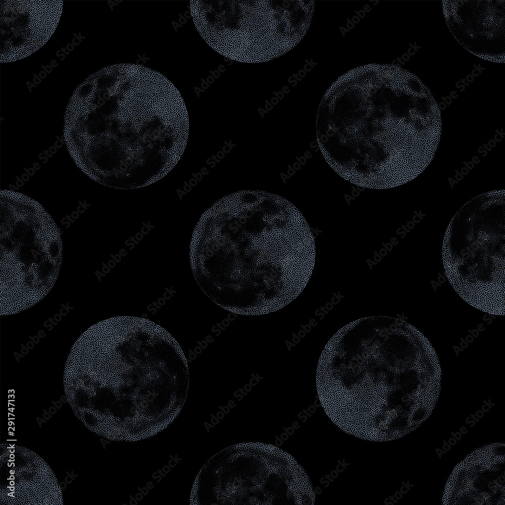 Obraz premium Modern decorative seamless pattern with full moon