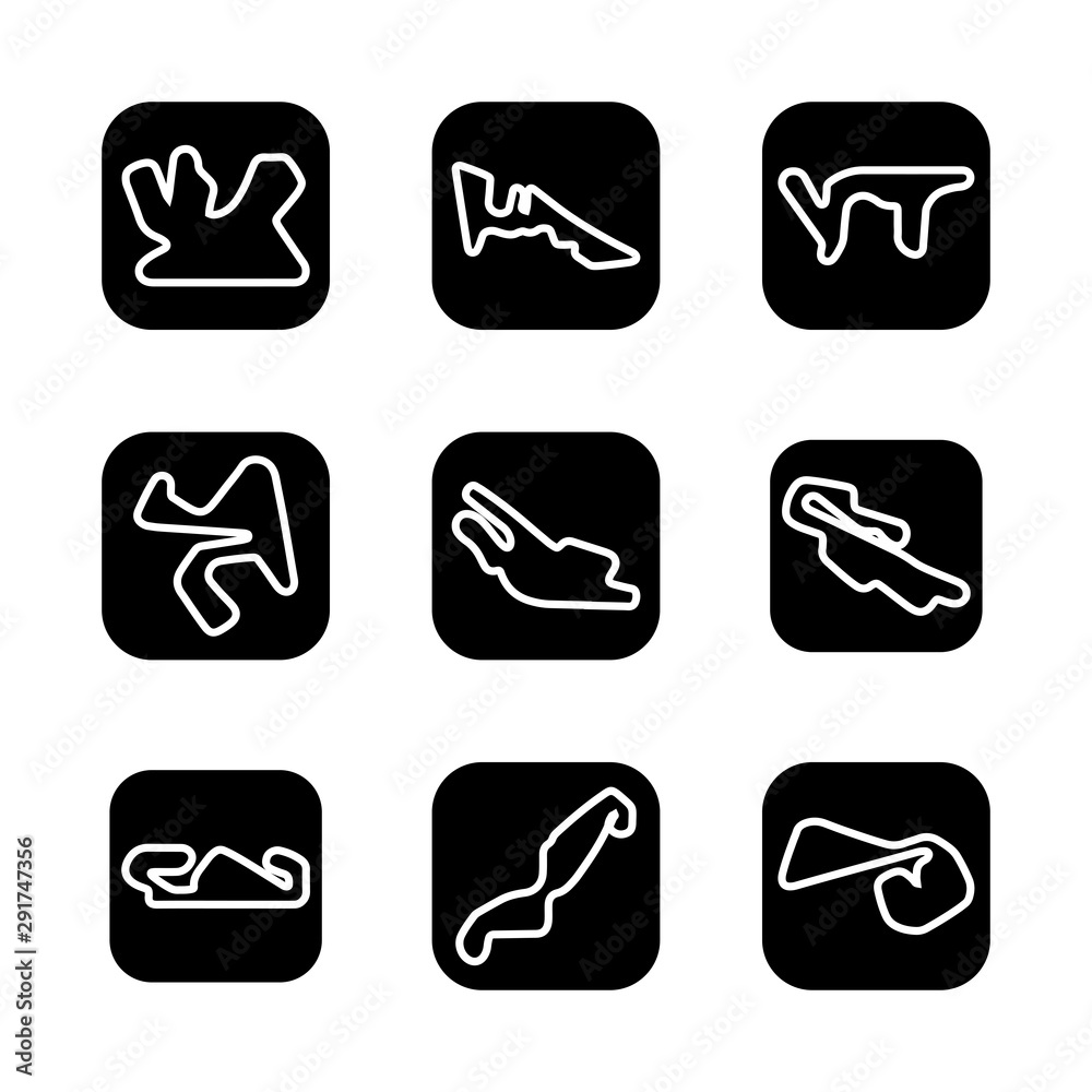 Circuit motogp icon set include circuit, moto gp, qatar, losail, austin,  super bike, argentina, rio hondo, spain, jerez, france, le mans, italy,  mugello, catalunya Stock Vector | Adobe Stock
