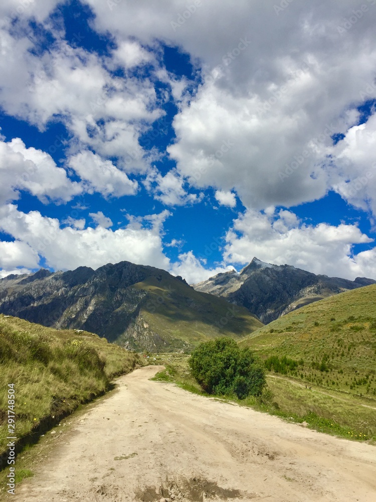 Dirt road in the andes Mountains, Peru