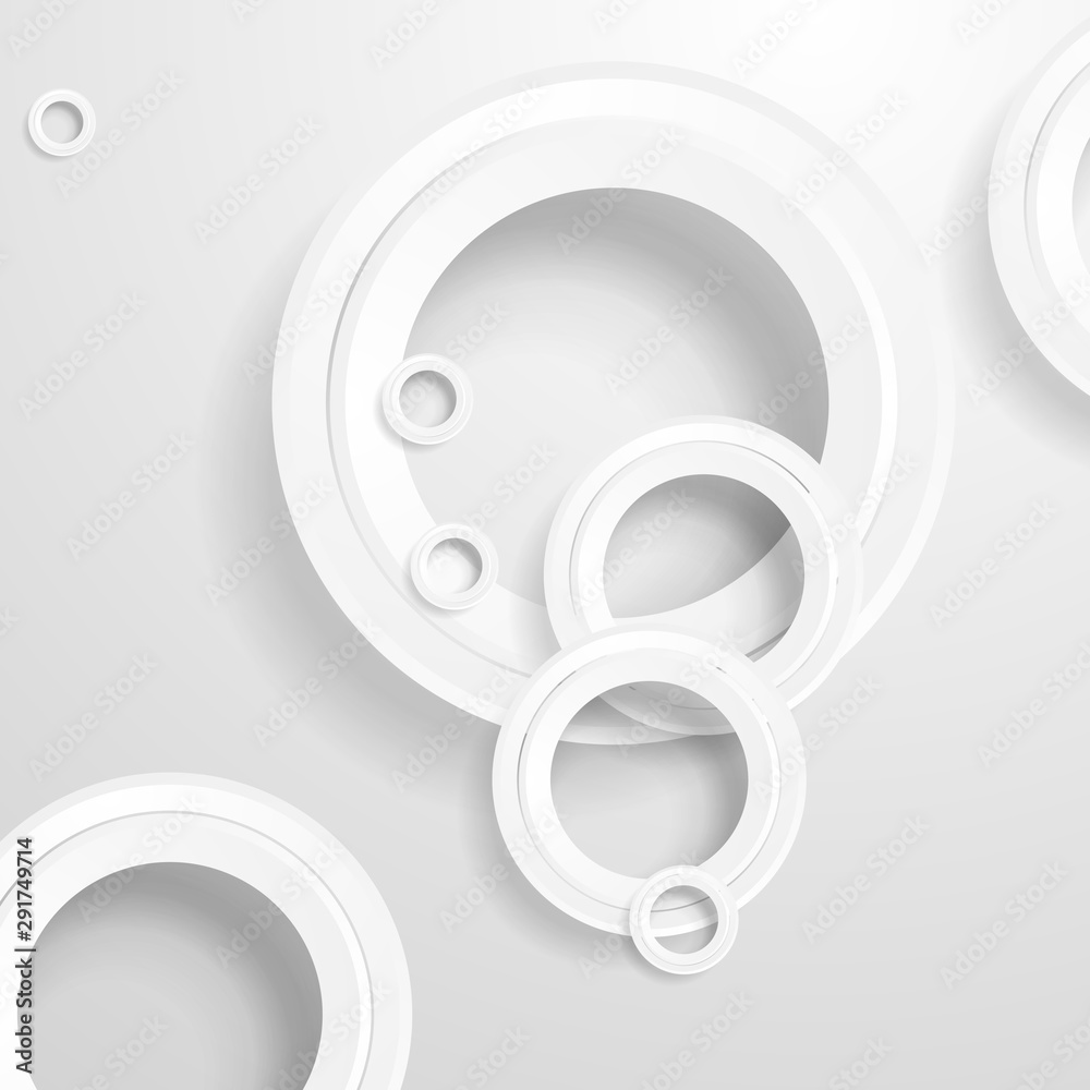 Abstract geometric background with grey paper circles Abstract geometric background with grey paper circles