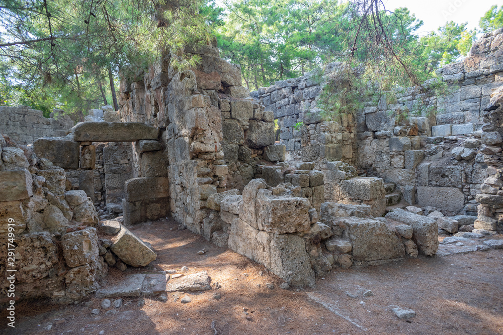 Phaselis ancient city ruins. The Agora. Kemer, Antalya,Turkey