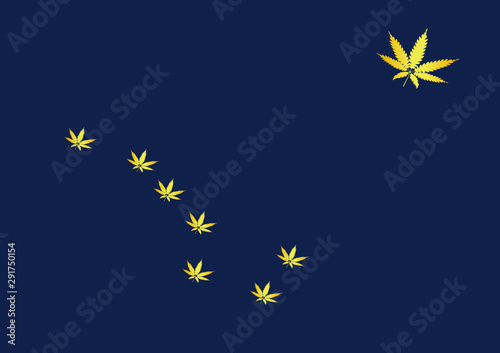 Flag of Alaska With Cannabis Leaf Stars