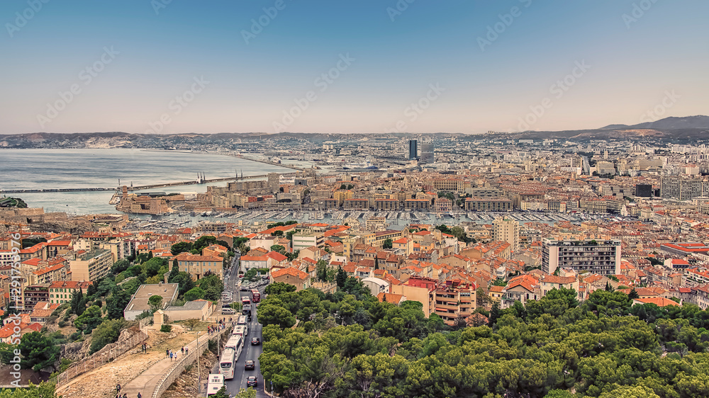 Marseille panorama in the evening