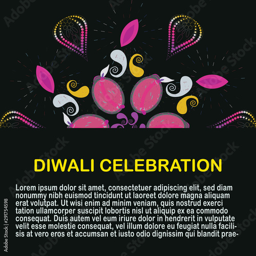 Diwali celebration horisontal banner with space for text.