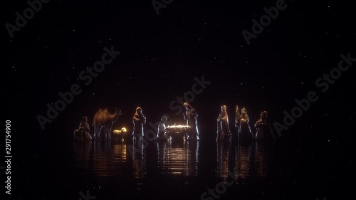 Glowing nativity scene, background